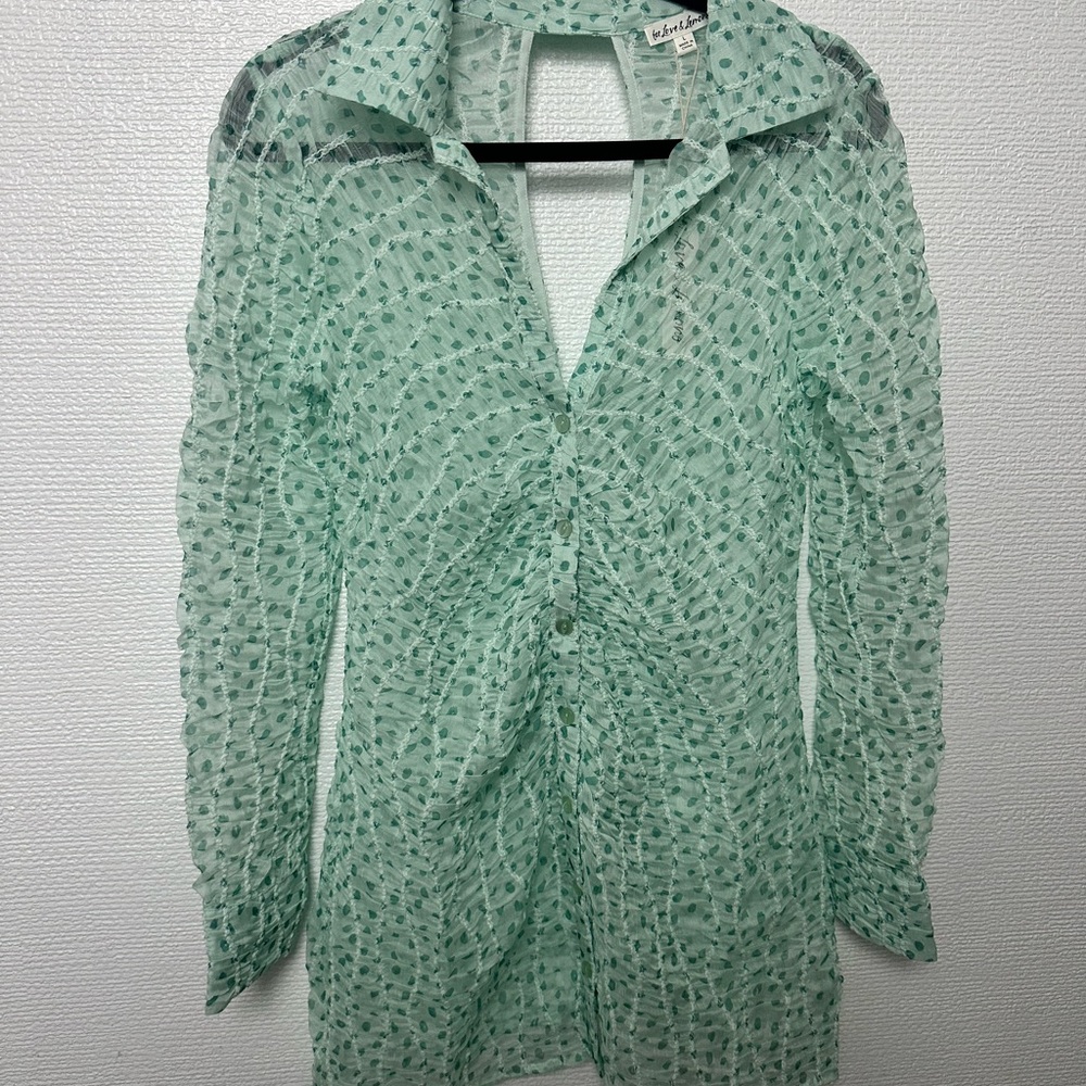 For Love & Lemons Mint Green Sheer Dress - Picture 3 of 10